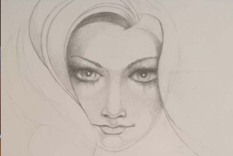 Drawing of a face I was working on at one point - copied from a tattoo. Lead pencil