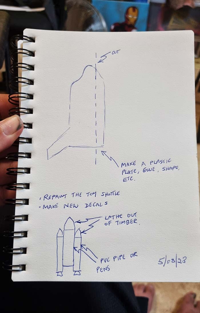 Quick sketch of how I'll make the Space Shuttle model