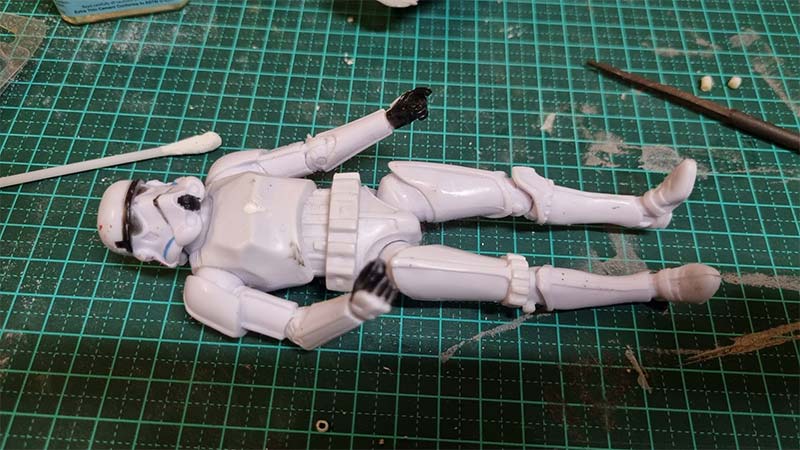 The repaired Storm Trooper toy